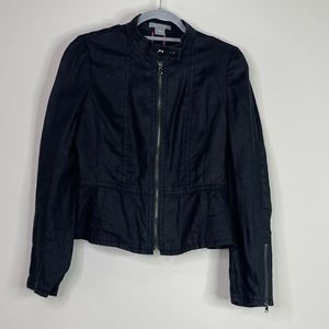 Women's Black Moto Jacket 100% Linen